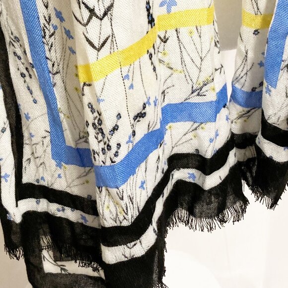 Talbots Floral and Stripes 100% Viscose Fringed Scarf - Picture 4 of 7